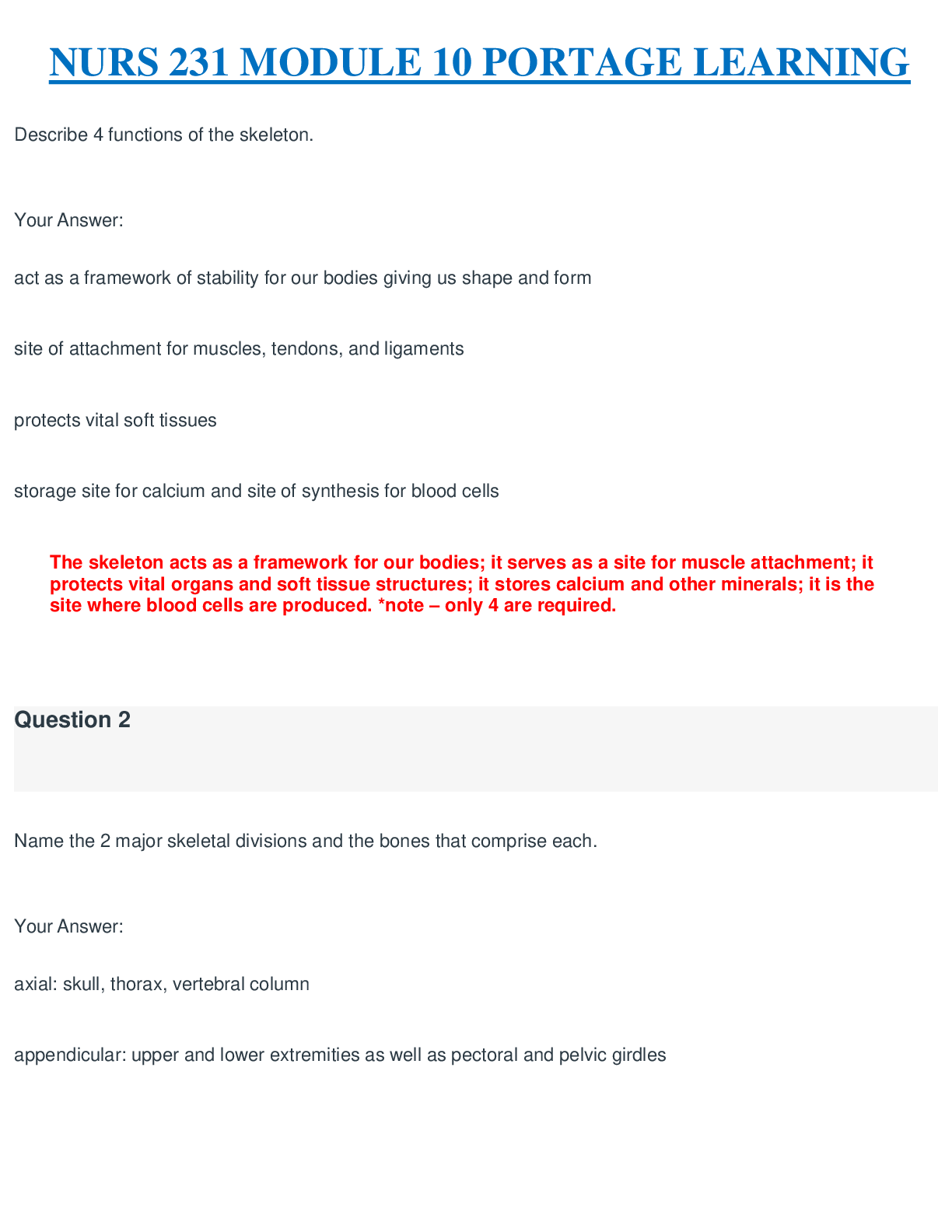Preview of NURS 231 FINAL EXAM QUESTIONS AND ANSWERS - PORTAGE LEARNING